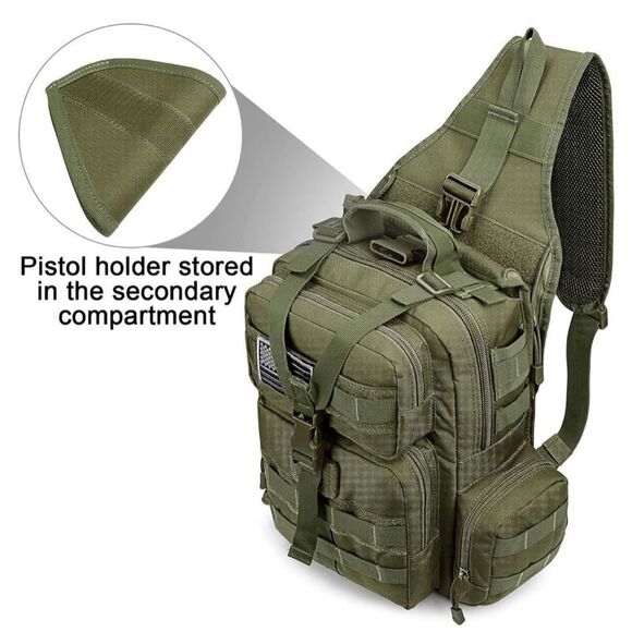 Tactical EDC Sling Bag Backpack with Pistol Holster Military Shoulder Backpack - Picture 4 of 10
